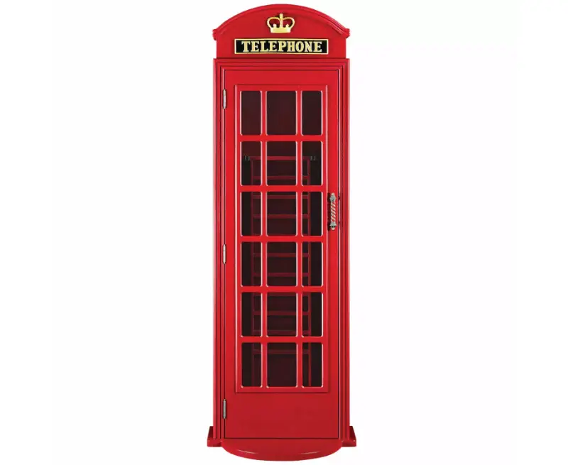 Old English Telephone Booth Floor Cue Rack in Red